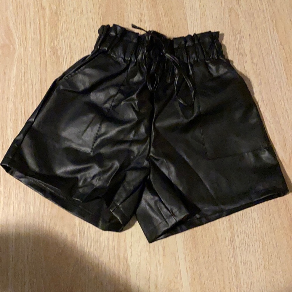 Pleather Paper Bag Shorts